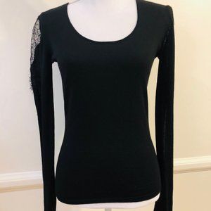 Emilio Pucci Black Open Neck Wool & Lace Sweater S